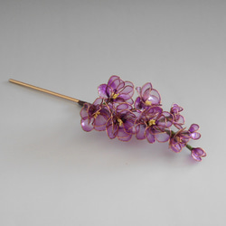 ストックの花（紫）簪・髪飾り　一本挿し 4枚目の画像