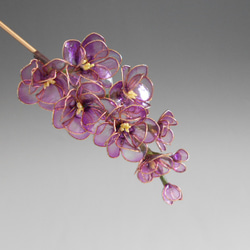 ストックの花（紫）簪・髪飾り　一本挿し 5枚目の画像