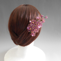 ストックの花（紫）簪・髪飾り　一本挿し 10枚目の画像