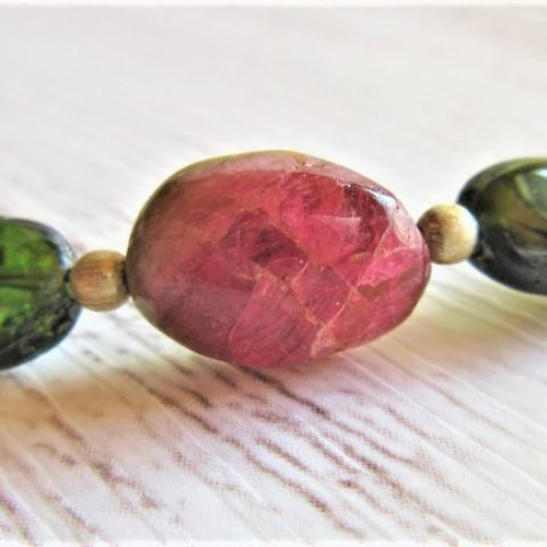 B57】 ネックレス トルマリン 天然石 半貴石 グリーン ピンク イエロー