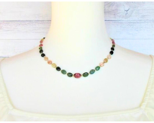 B57】 ネックレス トルマリン 天然石 半貴石 グリーン ピンク イエロー