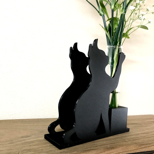 花とじゃれる猫のフラワーベース ガラス瓶 リードディフューザー