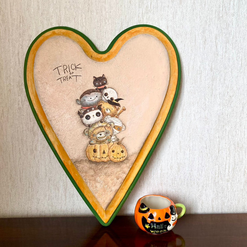 【お得】 トールペイント】ち手描きハロウィンプレート やわ その他