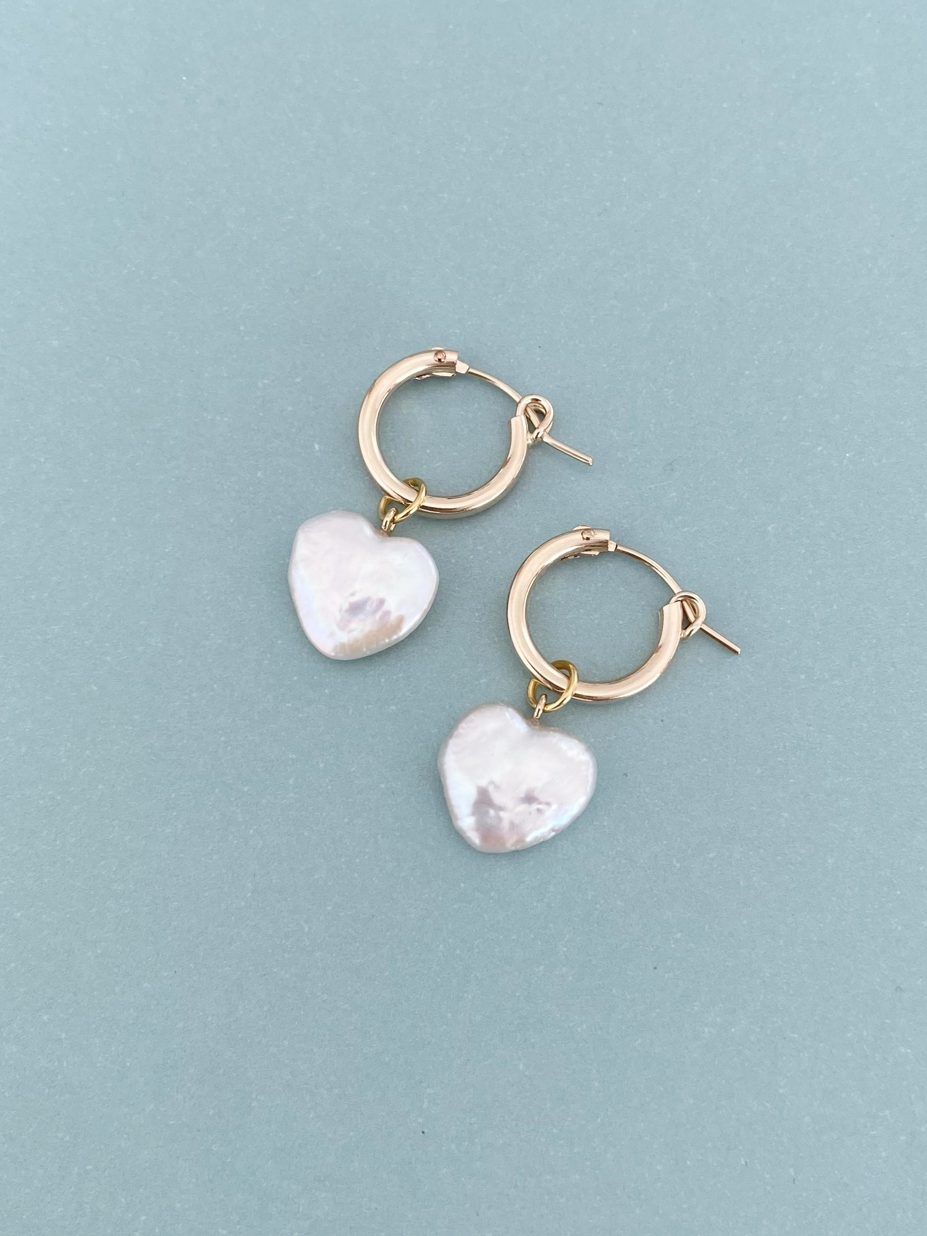 heart hoop pearl earrings　2way