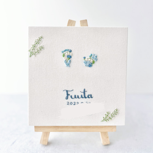 天使ママ・パパへ】お空の赤ちゃんの足型・手型刺繍/死産でお別れした  