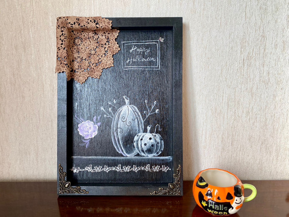 トールペイント ハロウィン トールペイント：ハロウィンプレート かぼちゃ レース 秋 ジャックオ