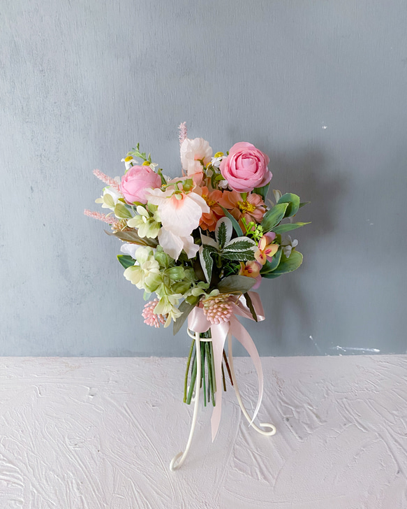 【母の日早割♪】ラナンキュラスのインテリアブーケ　アーティフィシャルフラワー　造花　造花ブーケ　花束　プレゼント　ピンク 5枚目の画像