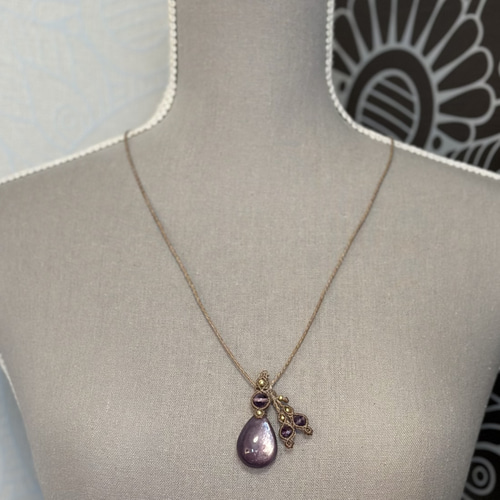 藤紫』レピドライトドロップとファントムアメジストのマクラメ