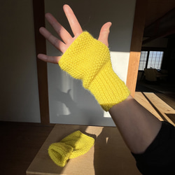 ハンドウォーマー　ハンドメイド　メリノウール　手袋　指なし手袋　手編み 5枚目の画像