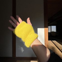 ハンドウォーマー　ハンドメイド　メリノウール　手袋　指なし手袋　手編み 8枚目の画像
