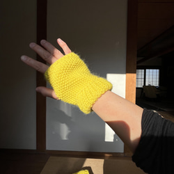ハンドウォーマー　ハンドメイド　メリノウール　手袋　指なし手袋　手編み 4枚目の画像