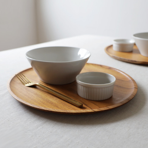 木製円形トレイセット お盆 木製トレイ 丸型プレート3枚セット 木 の 食器