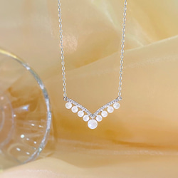 シルバー925 高見え V型 パール チャーム ペダント ネックレス