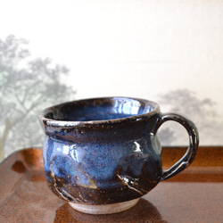 【再入荷！】可愛いコーヒーカップ(コスモブルー)　★萩焼 6枚目の画像