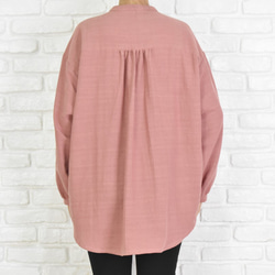 再販　コットン素材のスキッパーシャツ　ピンク 6枚目の画像