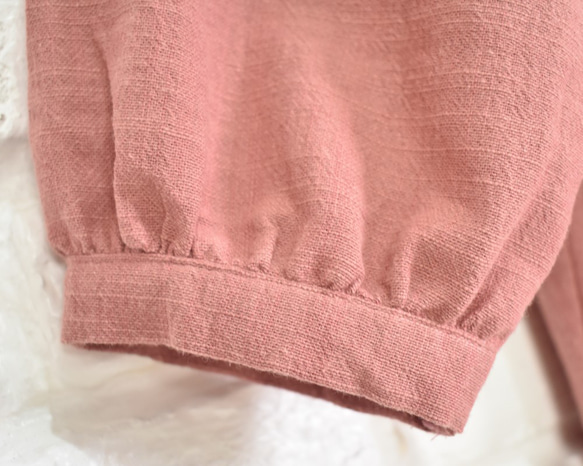 再販　コットン素材のスキッパーシャツ　ピンク 10枚目の画像