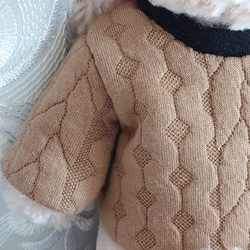 溫暖的阿蘭圖案毛衣，米色 x 黑色 * 毛絨玩具衣服 Jellycat JELLYCAT 第2張的照片