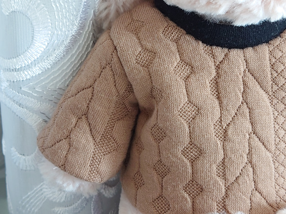 溫暖的阿蘭圖案毛衣，米色 x 黑色 * 毛絨玩具衣服 Jellycat JELLYCAT 第2張的照片