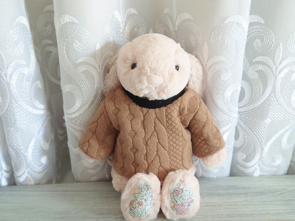 溫暖的阿蘭圖案毛衣，米色 x 黑色 * 毛絨玩具衣服 Jellycat JELLYCAT 第1張的照片