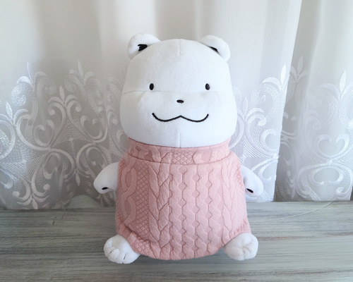 あざらし様　はぴぬい　ぬい服　ピンクジャケット ぬいぐるみ服 着せ替え 20cm ぬい活 パーカー モコモコ 推しぬい