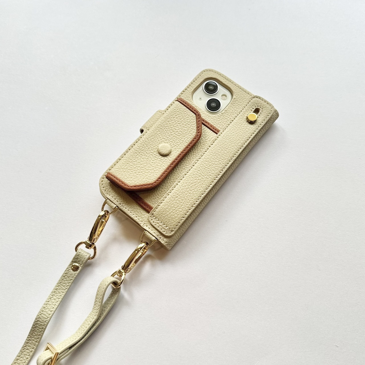 手帳型スマホケース バイカラー 本革 名入れ可 カード収納