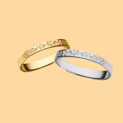 K18 18金 Pt プラチナ カスミソウ マリッジリング 結婚指輪 ペアリング 1枚目の画像