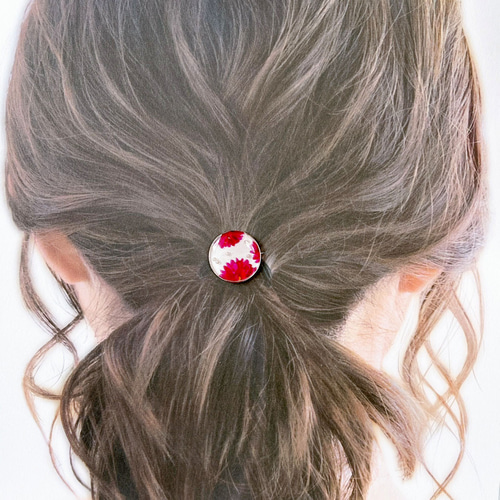 ヘアゴム レジン 3.2丸型 お花バレンタイン ビターチョコ 特別ハンドメイド・手芸 - ヘアゴム レジン 3.2丸型 お花