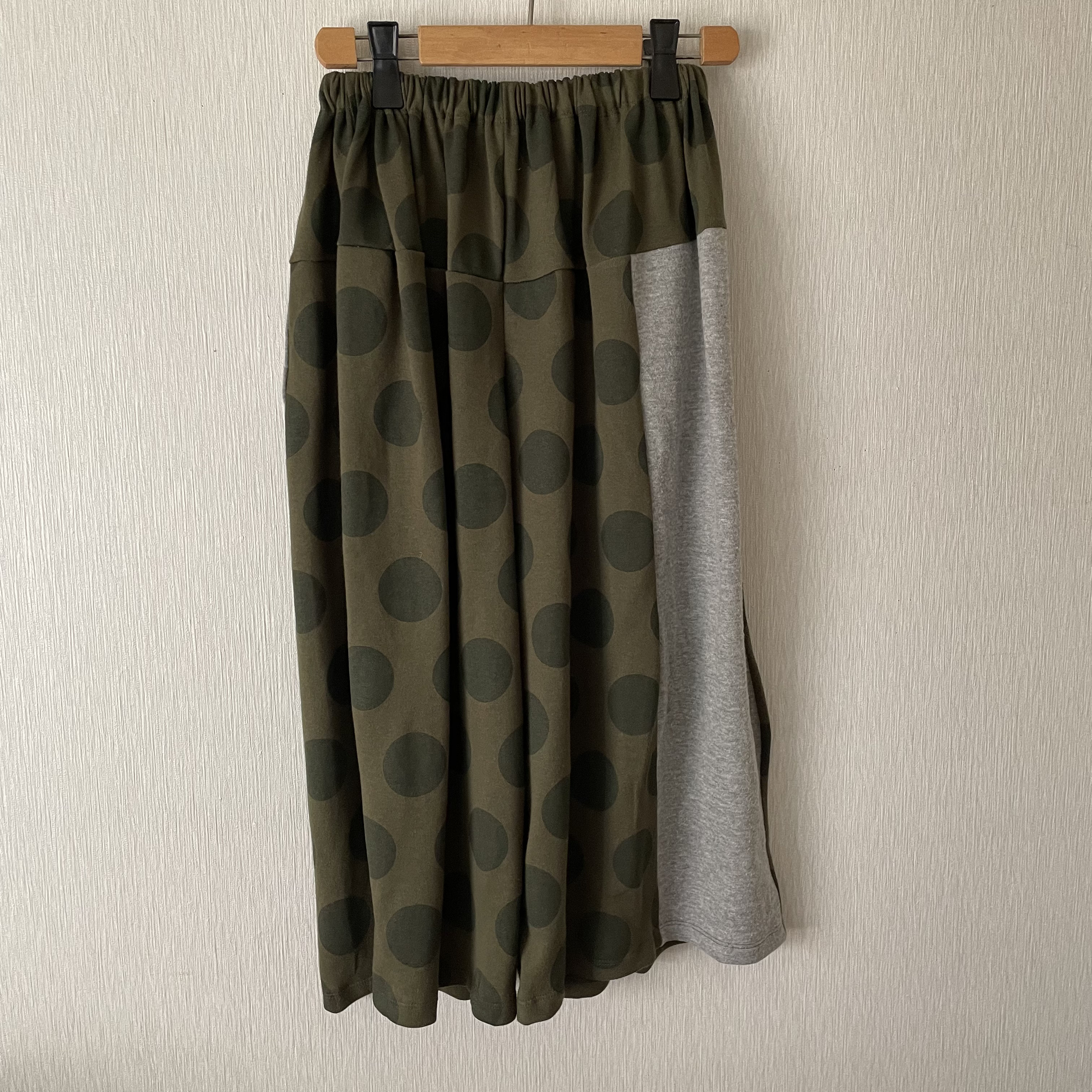 水玉切替サルエルパンツ　カーキー濃淡杢グレーＦ 5,925円