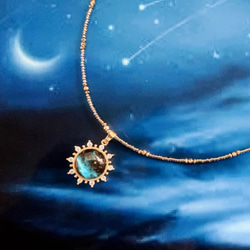 【瑠璃色】レピドライト＆ルチルクォーツのマクラメ編みネックレス　ペンダント 瑠璃色】レピドライト＆ルチルクォーツのマクラメ編みネックレス