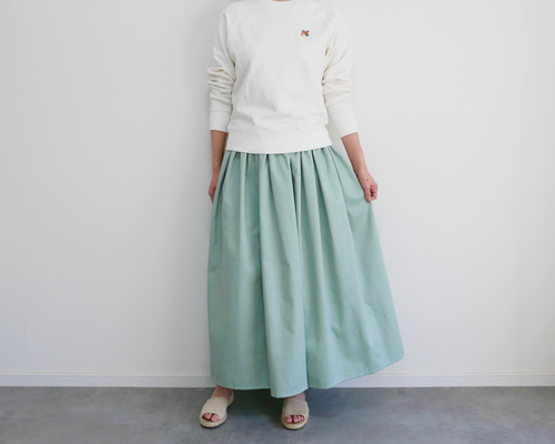 【NEHERA】moss-green コーデュロイ ギャザー ロング スカート 330778d9c571fbab897d480acfe84b