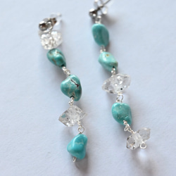 Turquoise x Herkimer Diamond pierce/earring 3枚目の画像