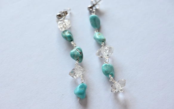 Turquoise x Herkimer Diamond pierce/earring 3枚目の画像