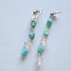 Turquoise x Herkimer Diamond pierce/earring 4枚目の画像