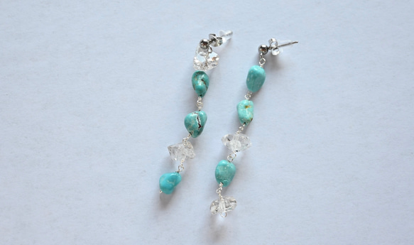 Turquoise x Herkimer Diamond pierce/earring 4枚目の画像