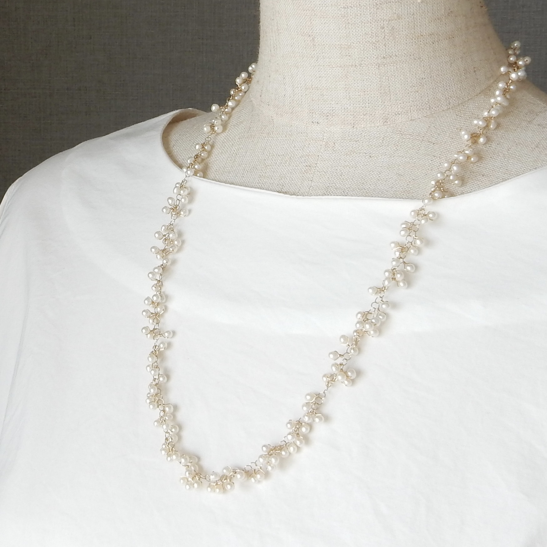 淡水パールゆるシャラネックレス（ロング）14kgf【1420】