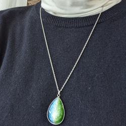 再販  七宝焼ペンダント「海と森」 3枚目の画像