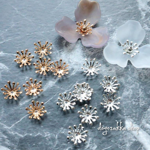約40個（10g）☆14mm花芯パーツ ゴールド シルバー アクセサリー