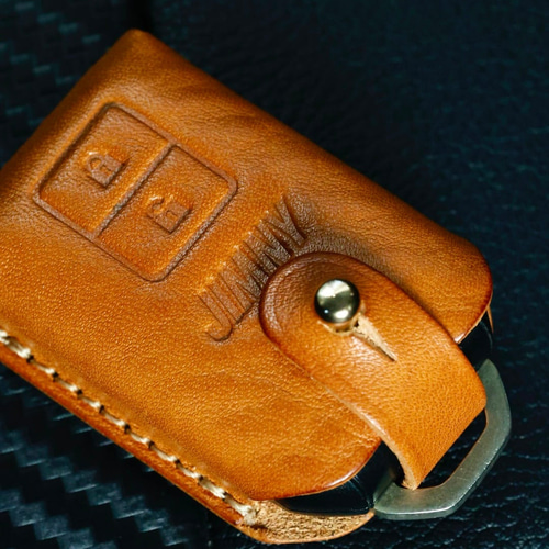 新型ジムニー JB64 JB74用 栃木レザースマートキーカバー（キャメル