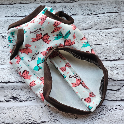 3S~DM】シニア犬も着やすい背開き服 犬服 背中開き リボン柄