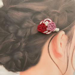 水引髪飾り　和装髪飾り　クリップピン　ピンク　赤　銀色　髪飾り　着物の髪飾り　M198 成人式　卒業式 3枚目の画像