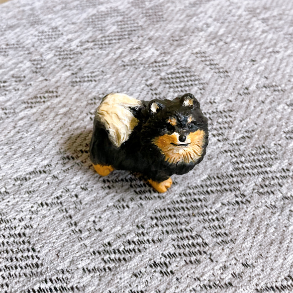 ポメラニアン　ブラックタン　ミニチュア　犬　フィギュア　置物　オブジェ 2枚目の画像