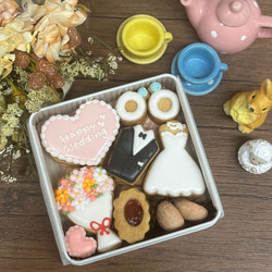 結婚祝いや記念日、内祝いに＊ウェディングアイシングクッキー缶 2枚目の画像