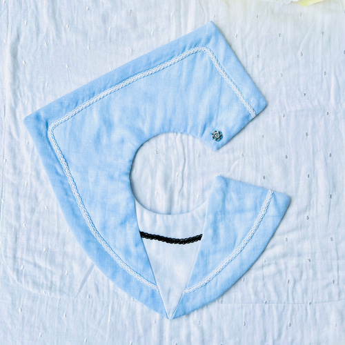 送料無料 ブルーの星空×スペース柄 襟付きスタイ 送料無料 ブルーの星空×スペース柄 襟付きスタイ 送料無料！星柄襟