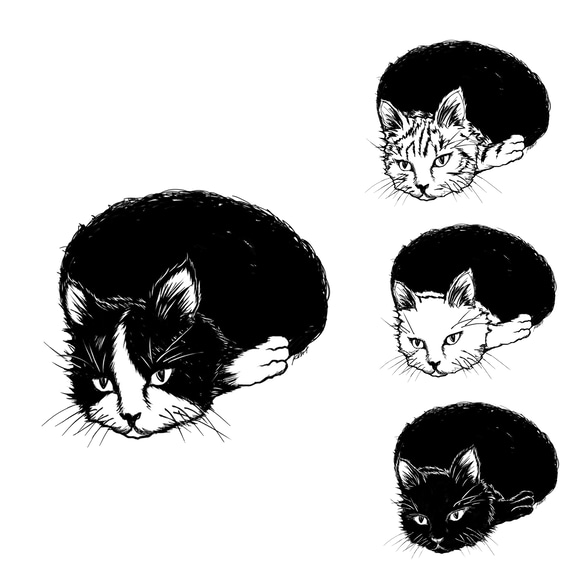 貓剪紙 &lt;來自洞裡的貓&gt; 4 種可供選擇 室內禮物 禮物貓日 第2張的照片