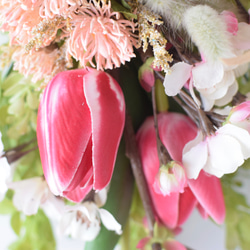 母の日ギフト♪ 枯れない壁に飾れる花束＊桜と赤チューリップ＊Creema限定 5枚目の画像