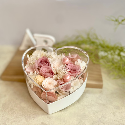 キュート♡なハートのプリザーブドフラワー ピンク ホワイト