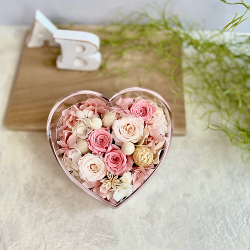 キュート♡なハートのプリザーブドフラワー ピンク ホワイト