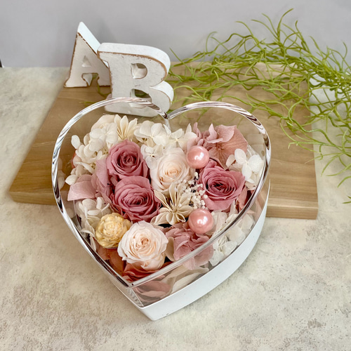 キュート♡なハートのプリザーブドフラワー ピンク ホワイト