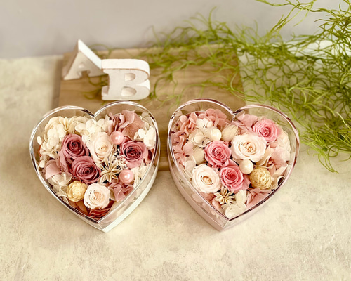 キュート♡なハートのプリザーブドフラワー ピンク ホワイト