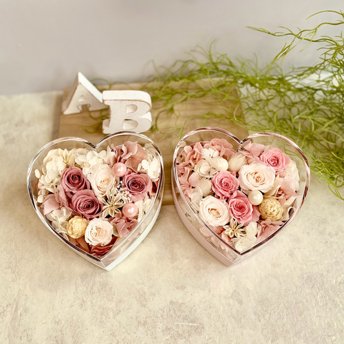 キュート♡なハートのプリザーブドフラワー ピンク ホワイト